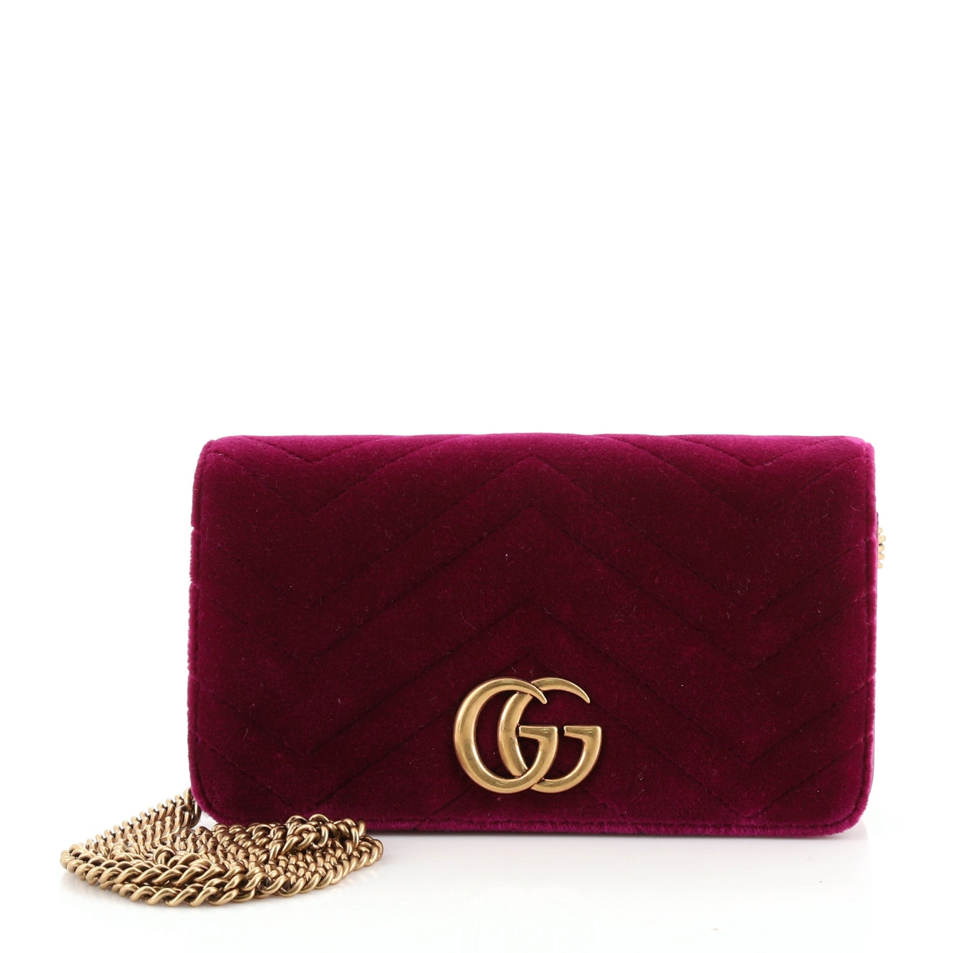 GG Marmont Chain Flap Bag Matelasse Velvet Mini
