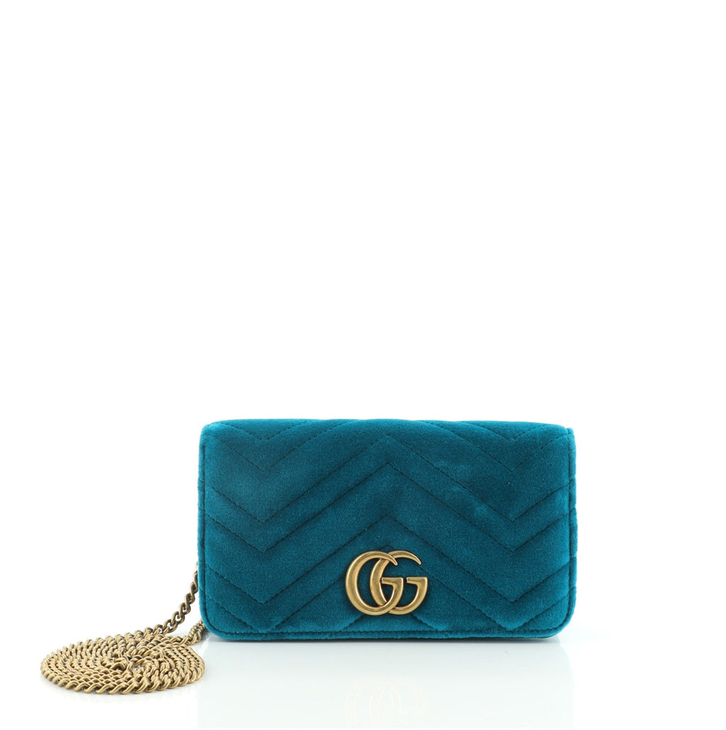 GG Marmont Chain Flap Bag Matelasse Velvet Mini