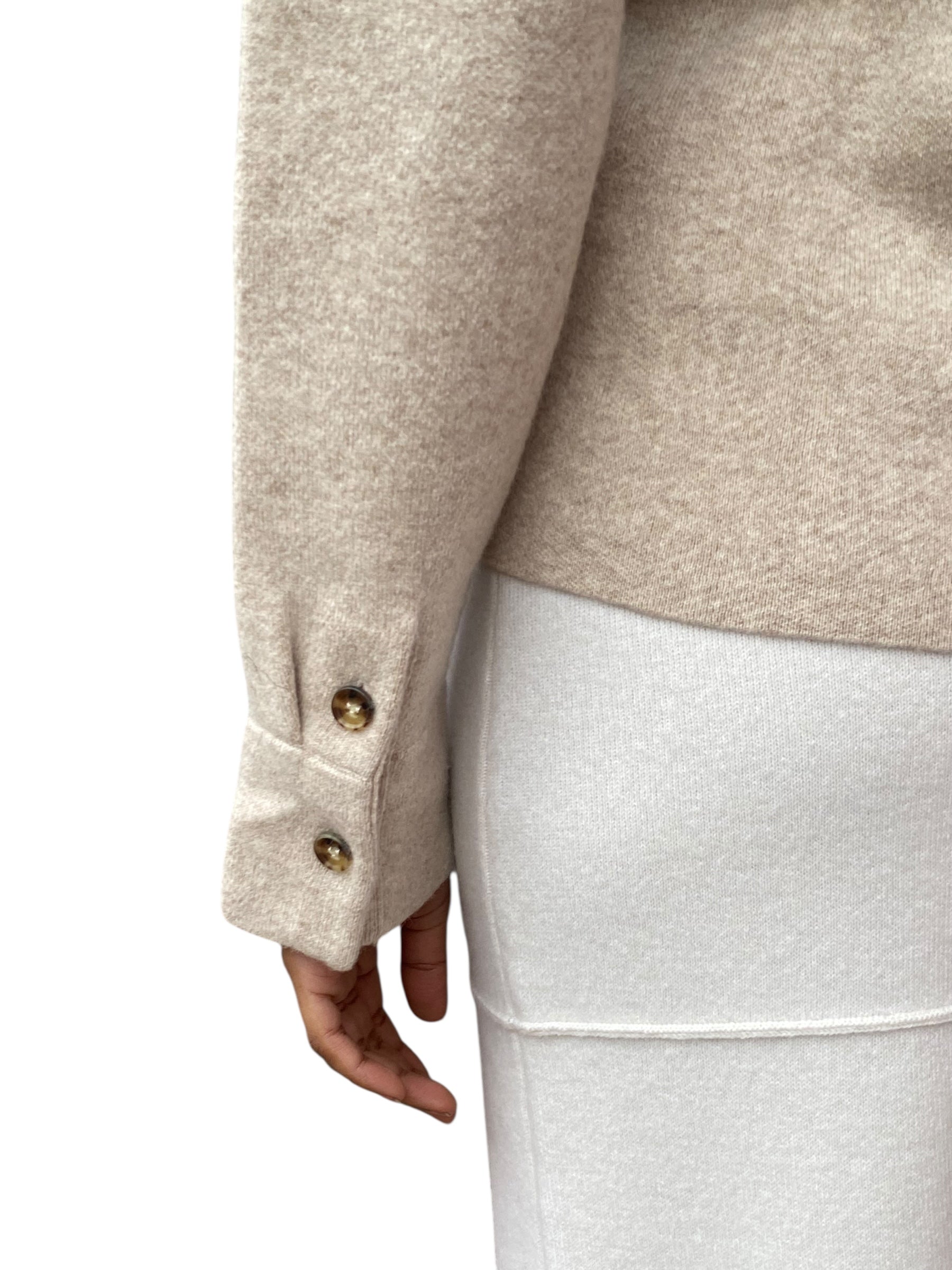 La Linge Oatmeal Beige Cashmere Blend Polo Sweater - S