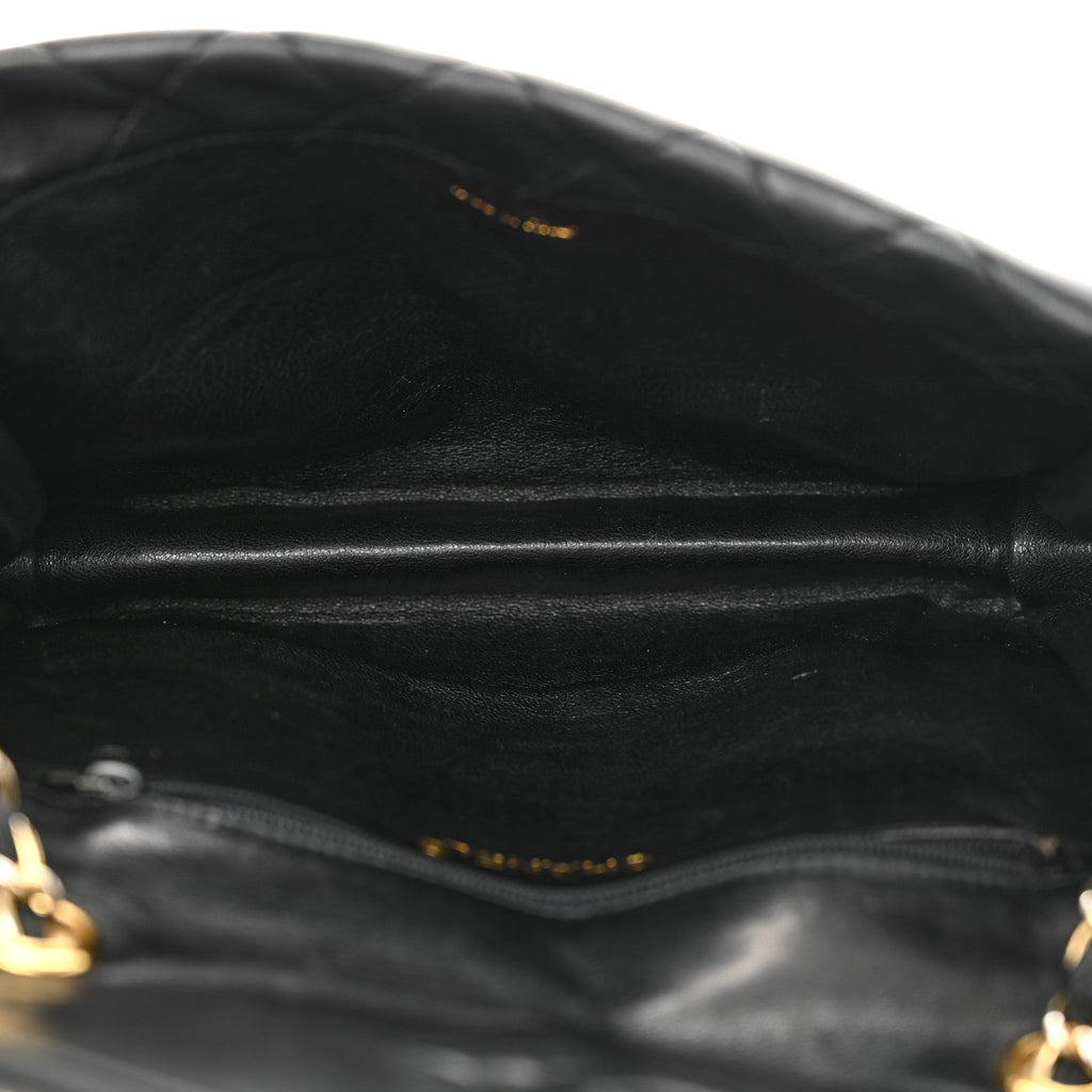Quilted CC Tassel Flap Bag Black