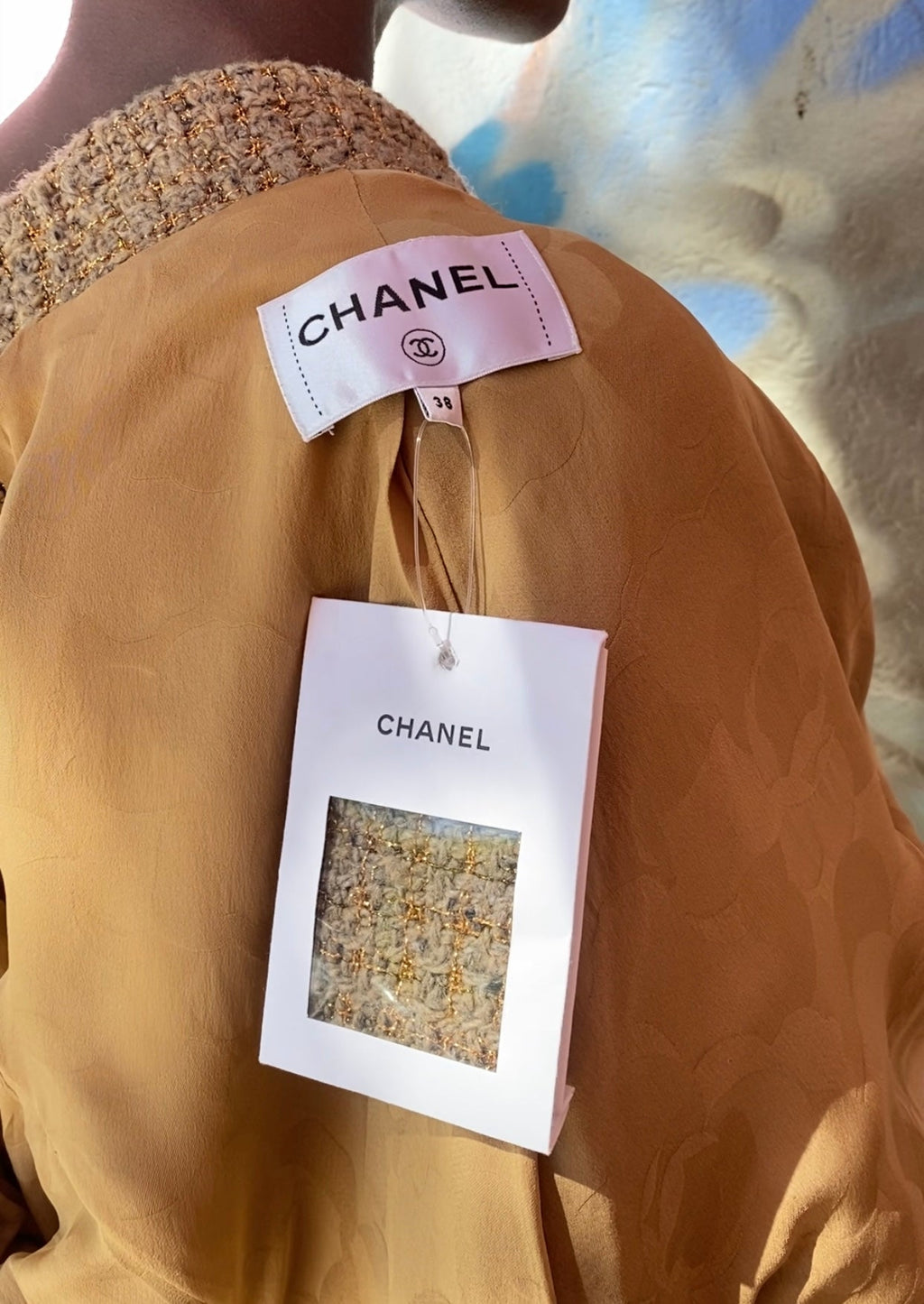 Chanel 2019 Gold Tweed Scarab Jacket - 38