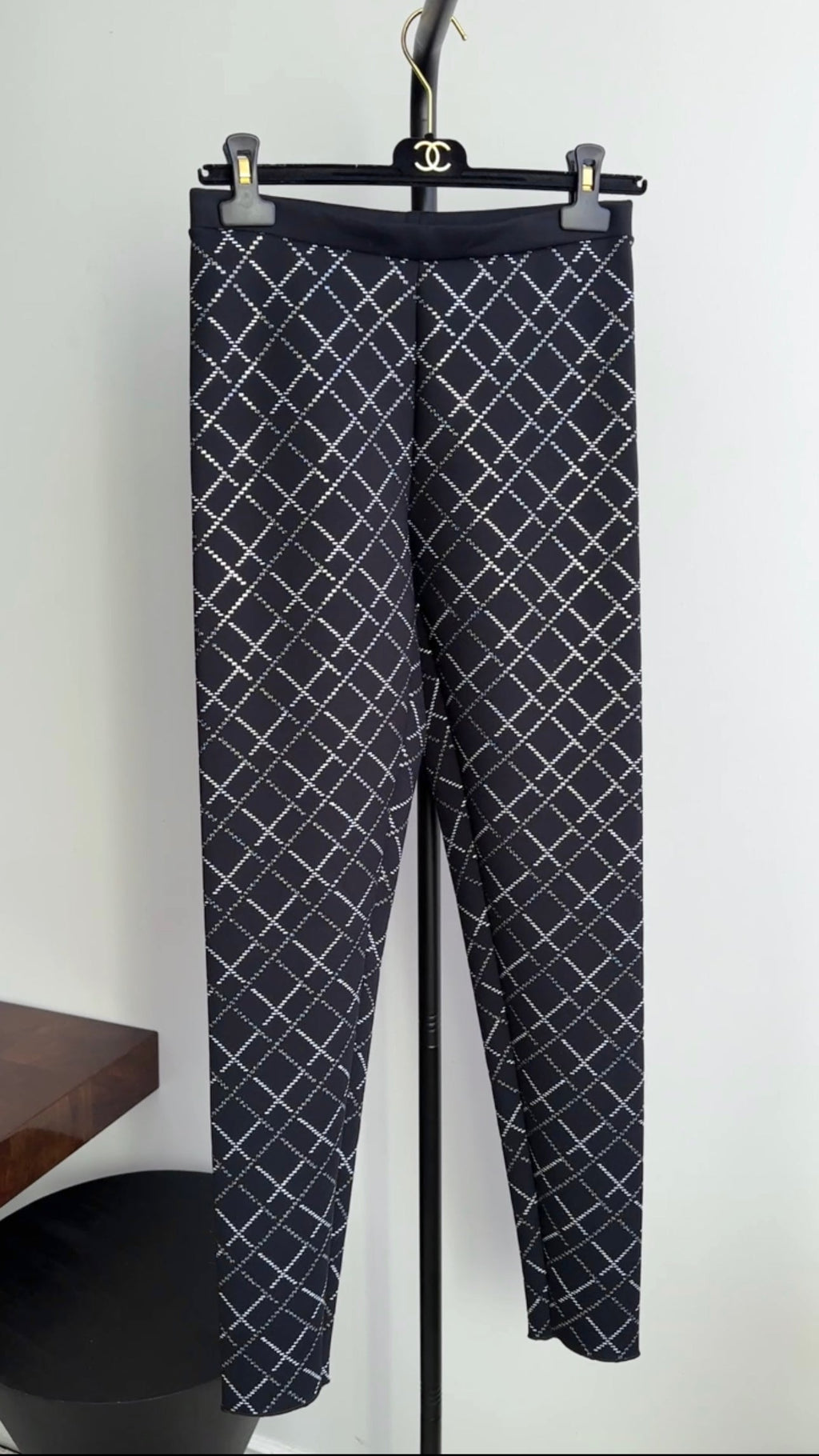 Chanel Black Stretch Jersey Shimmer Embellished Leggings - FR40 / 8 / M