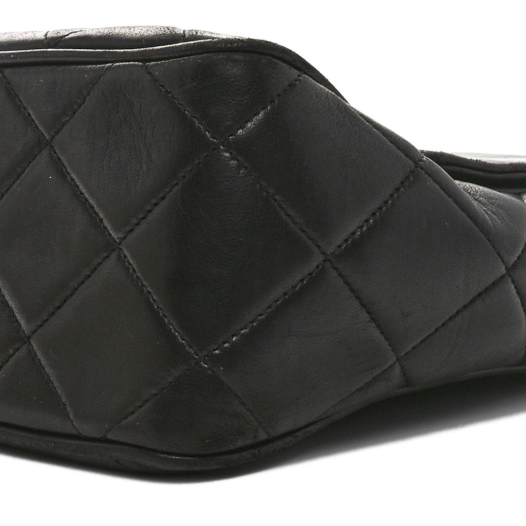 Lambskin Quilted Medium Square Flap Bag Black
