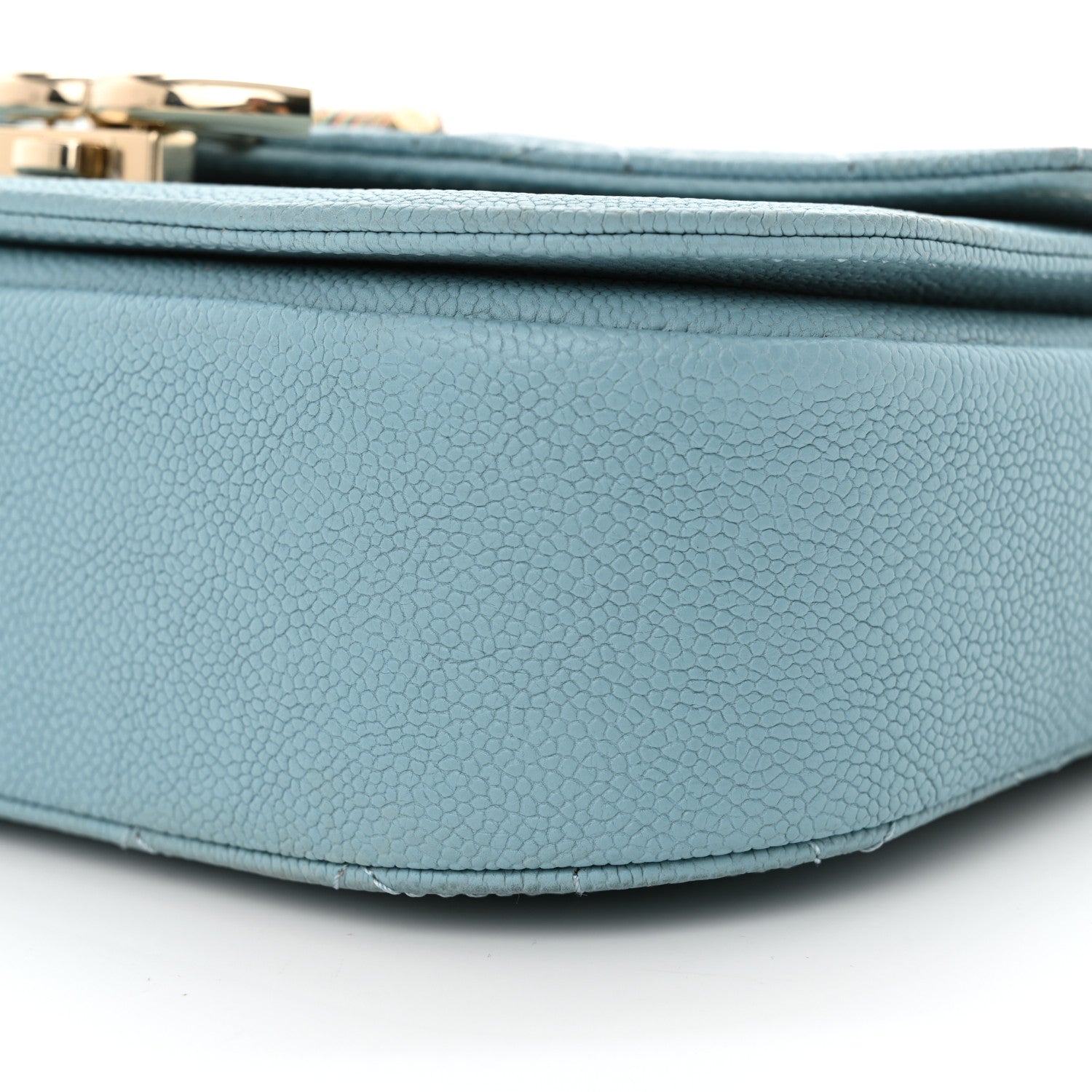Grained Calfskin Quilted Small Cuba Top Handle Flap Blue