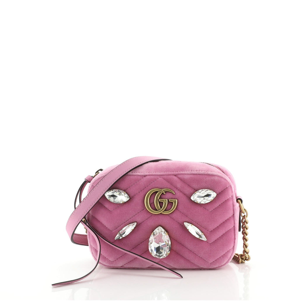 GG Marmont Shoulder Bag Crystal Embellished Matelasse Velvet Mini