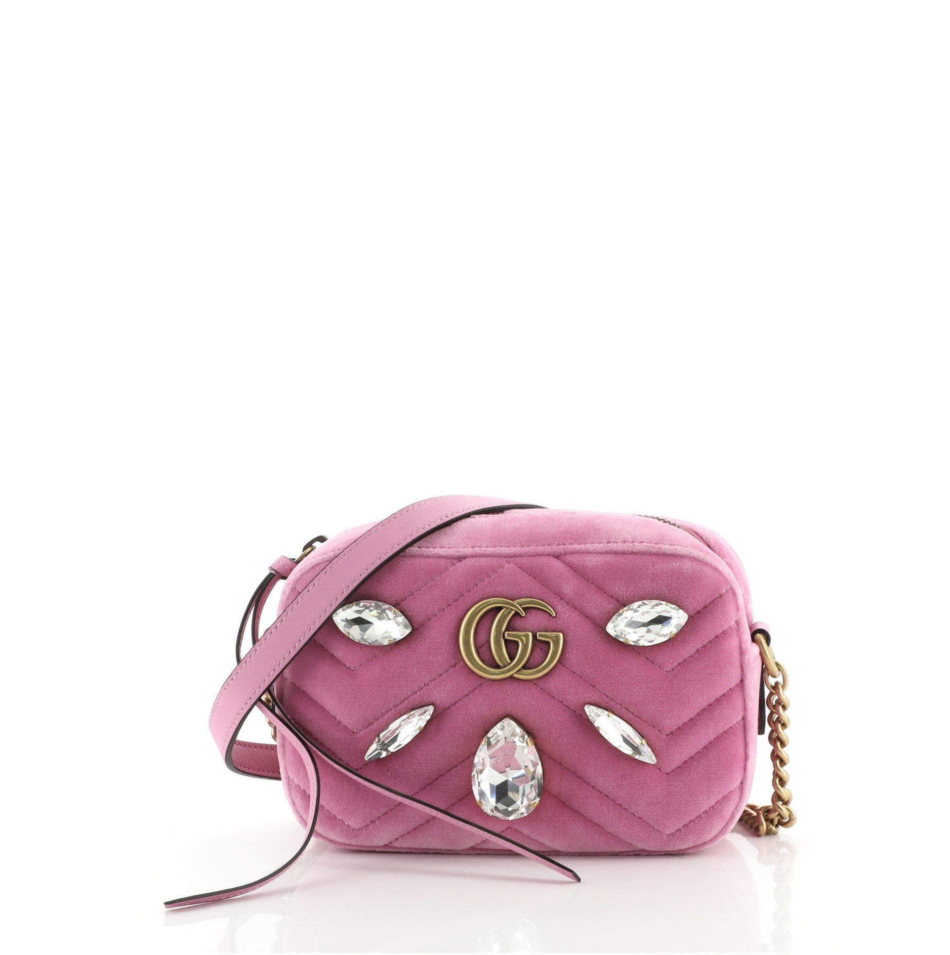 GG Marmont Shoulder Bag Crystal Embellished Matelasse Velvet Mini