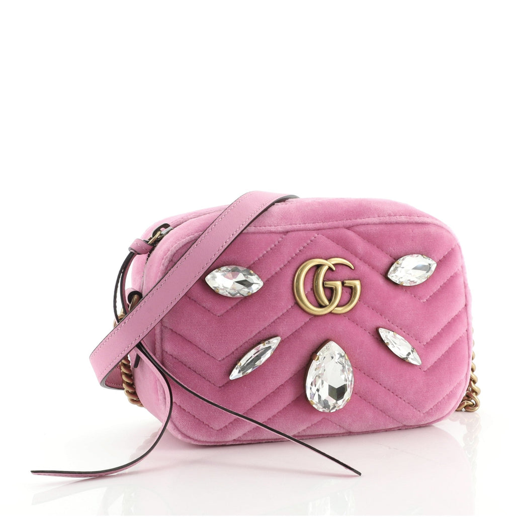 GG Marmont Shoulder Bag Crystal Embellished Matelasse Velvet Mini