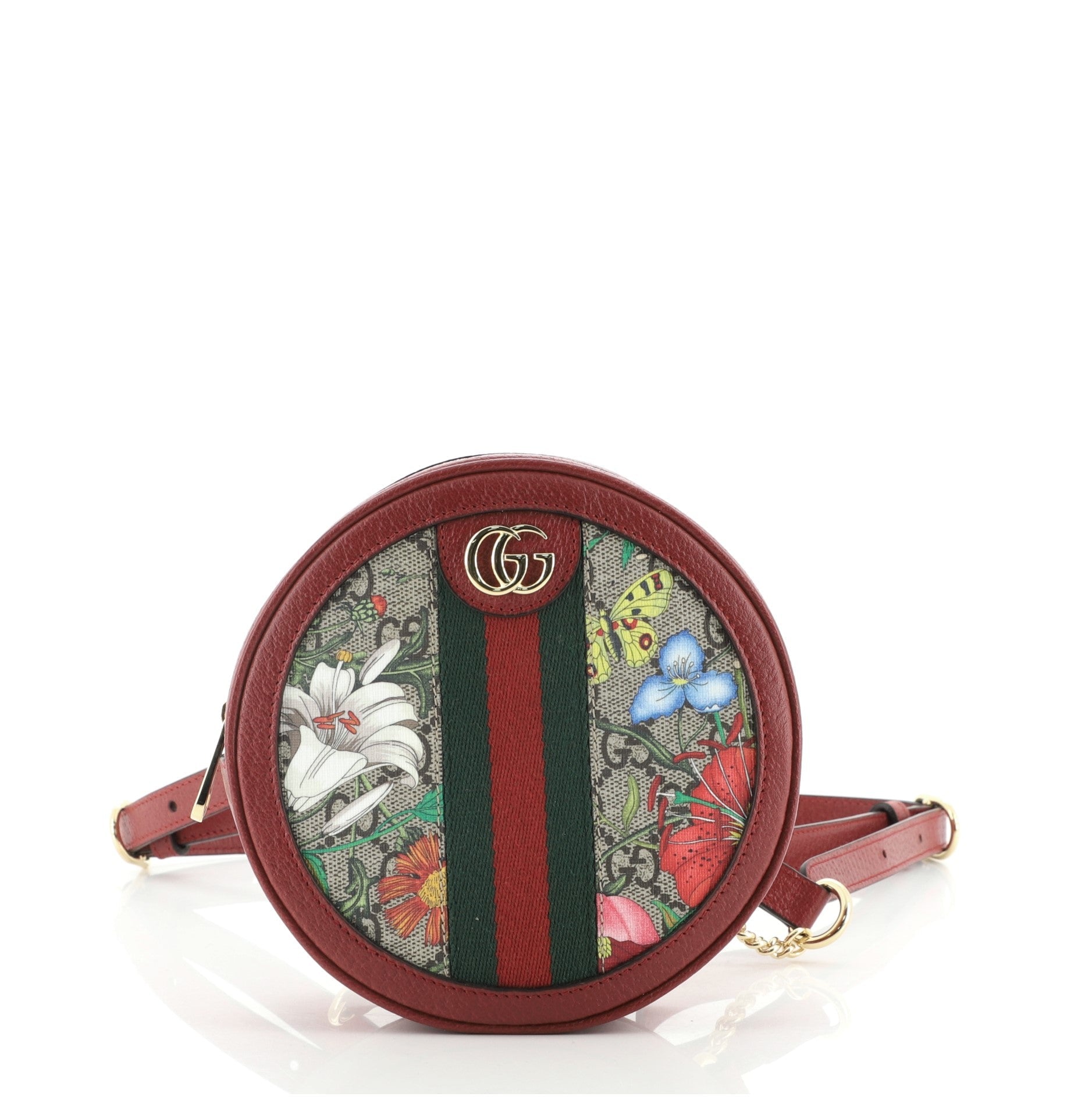 Ophidia Round Backpack Flora GG Coated Canvas Mini