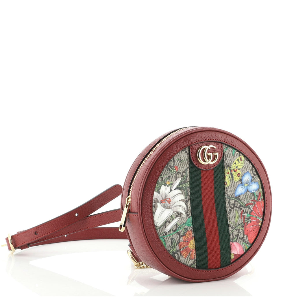 Ophidia Round Backpack Flora GG Coated Canvas Mini