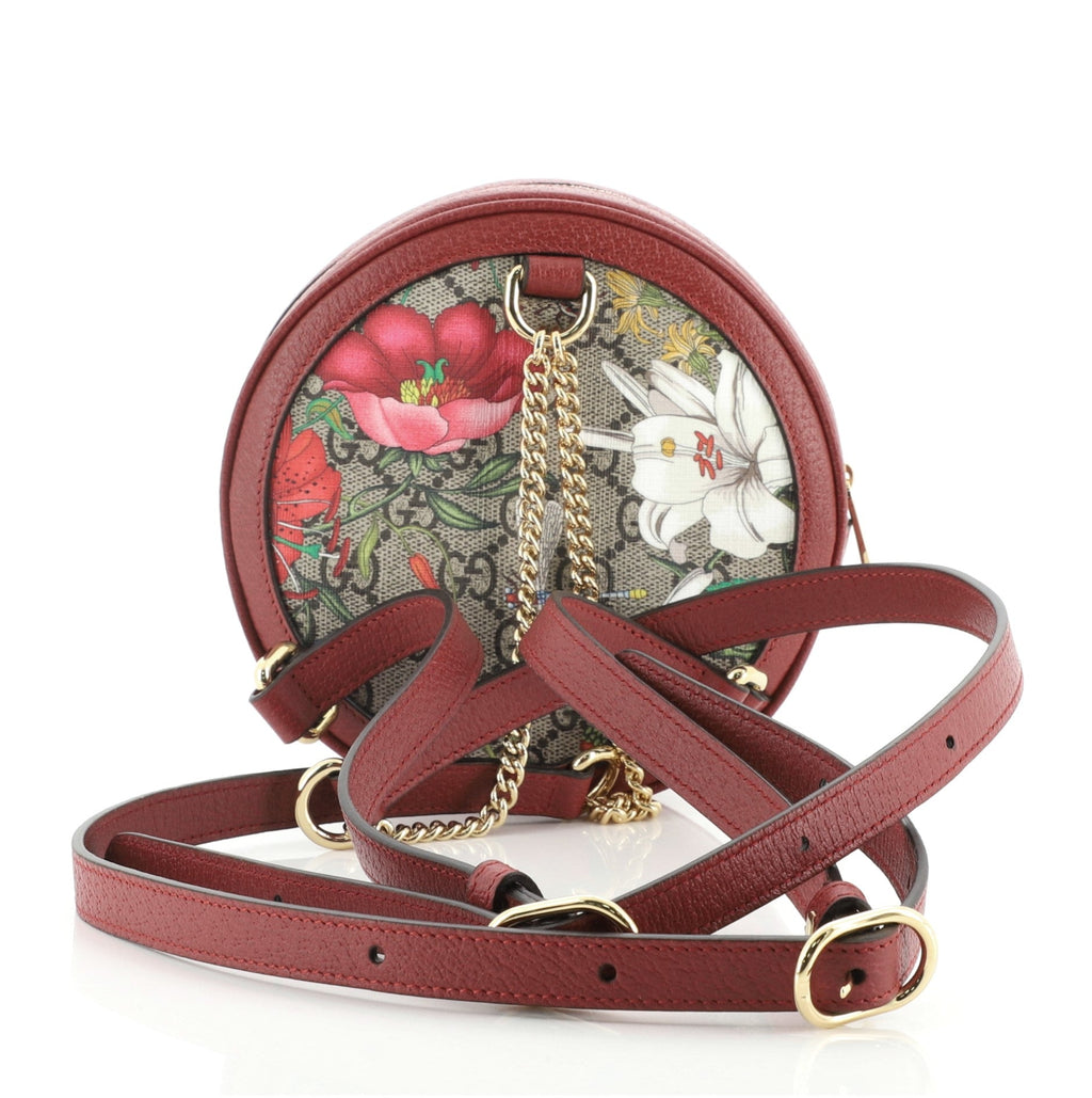 Ophidia Round Backpack Flora GG Coated Canvas Mini