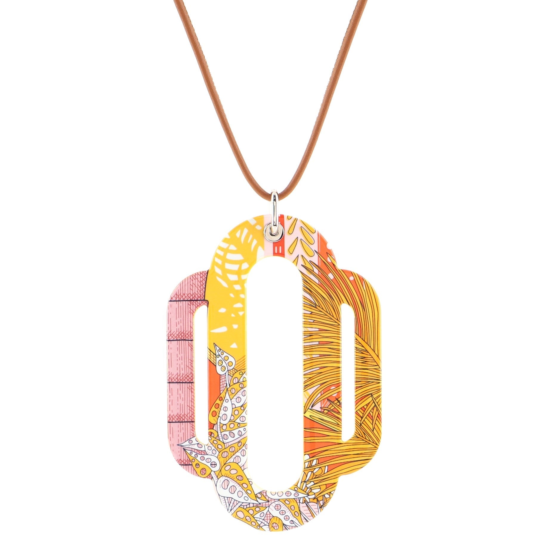 Attelage Etriers Tattoo Pendant Necklace Enamel with Leather
