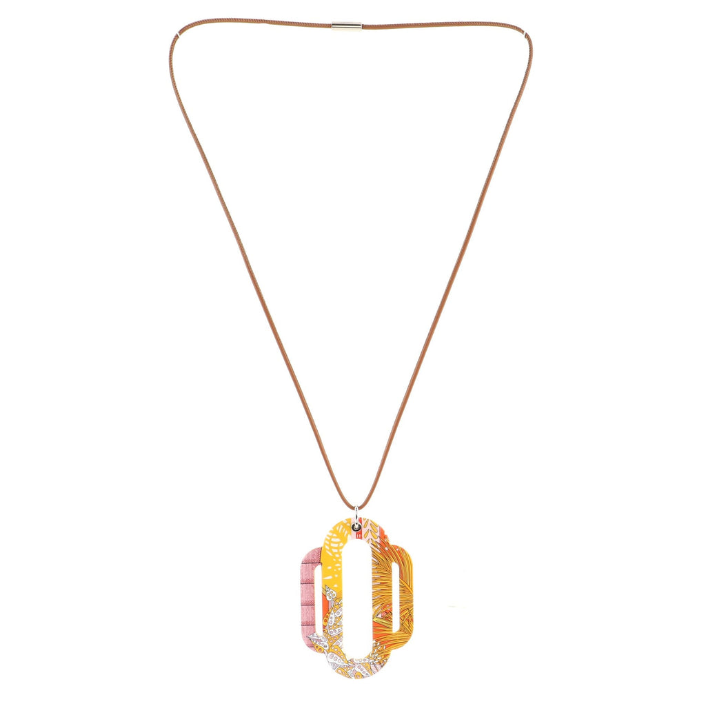 Attelage Etriers Tattoo Pendant Necklace Enamel with Leather