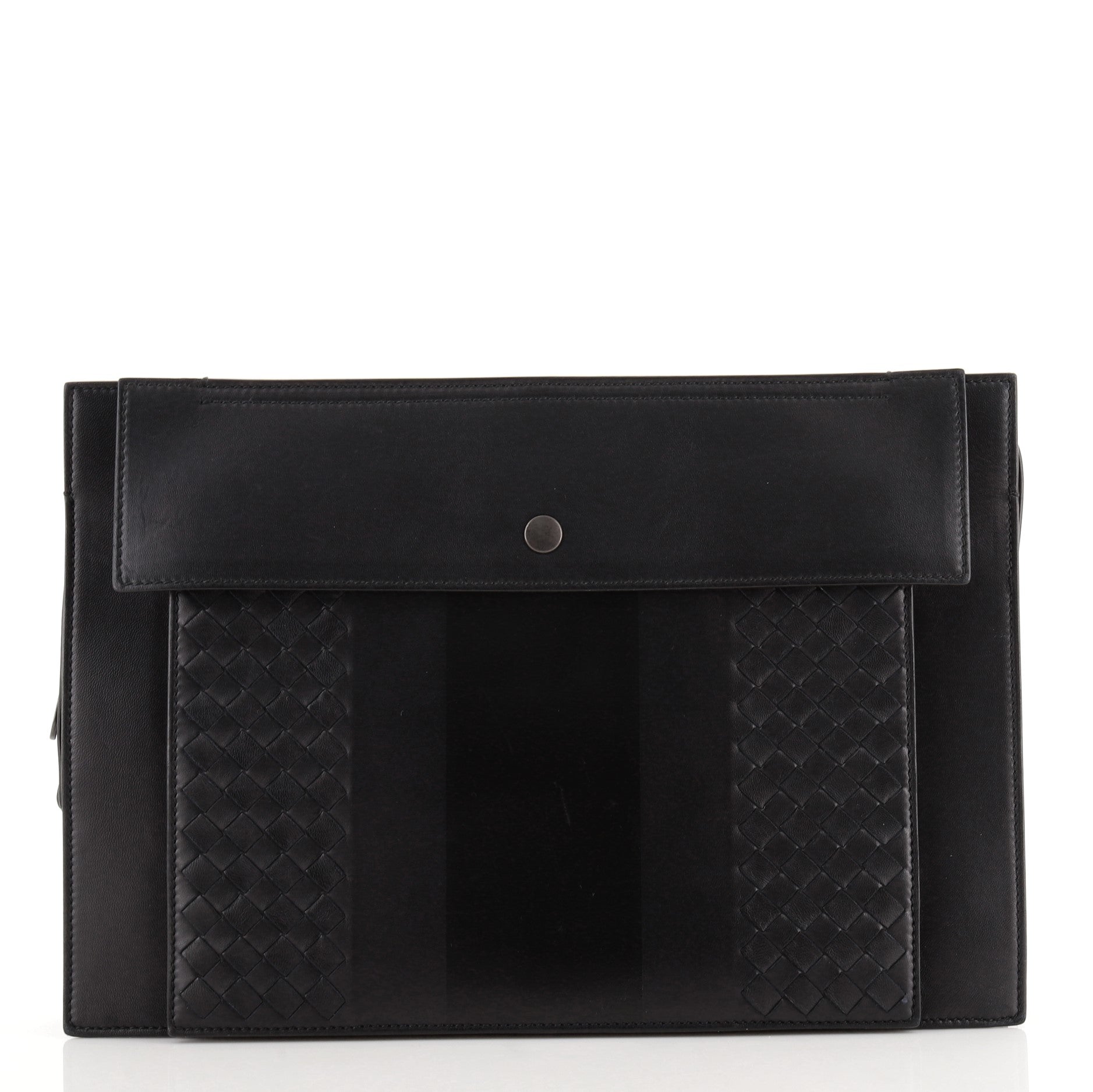 Front Pocket Flat Clutch Intrecciato Nappa with Leather