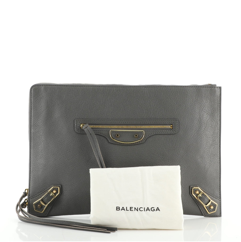 Zip Around Classic Metallic Edge Clutch Leather Medium