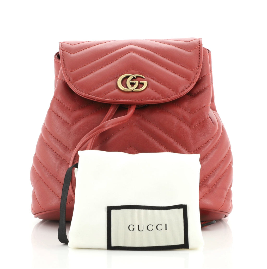 GG Marmont Drawstring Backpack Matelasse Leather Mini