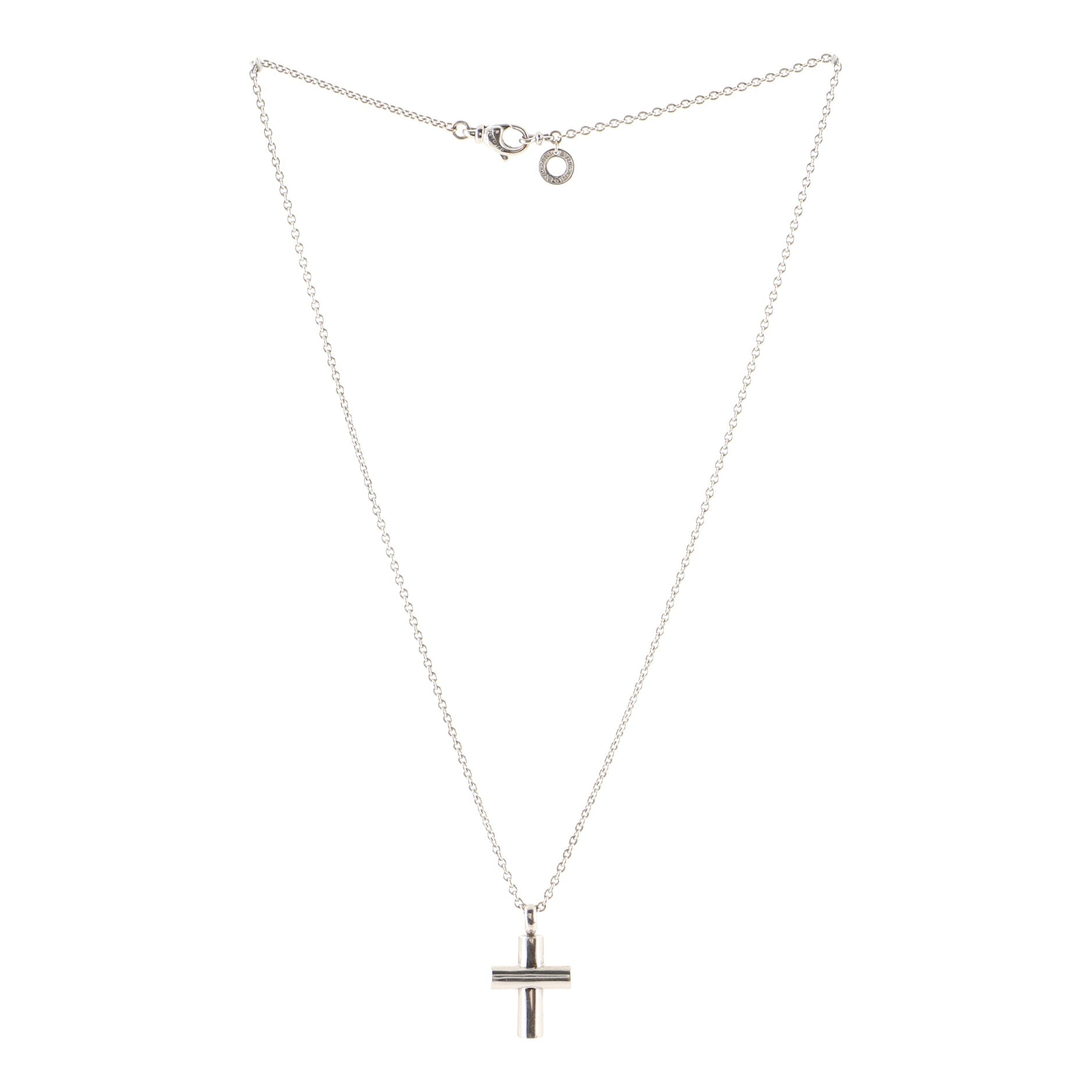 Latin Cross Necklace 18K White Gold