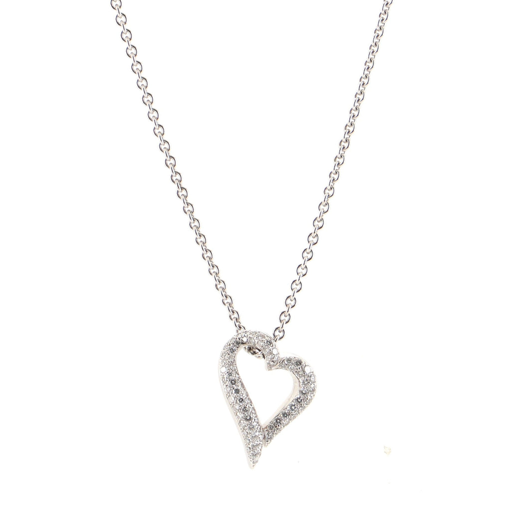 Heart Pendant Necklace 18K White Gold with Diamonds