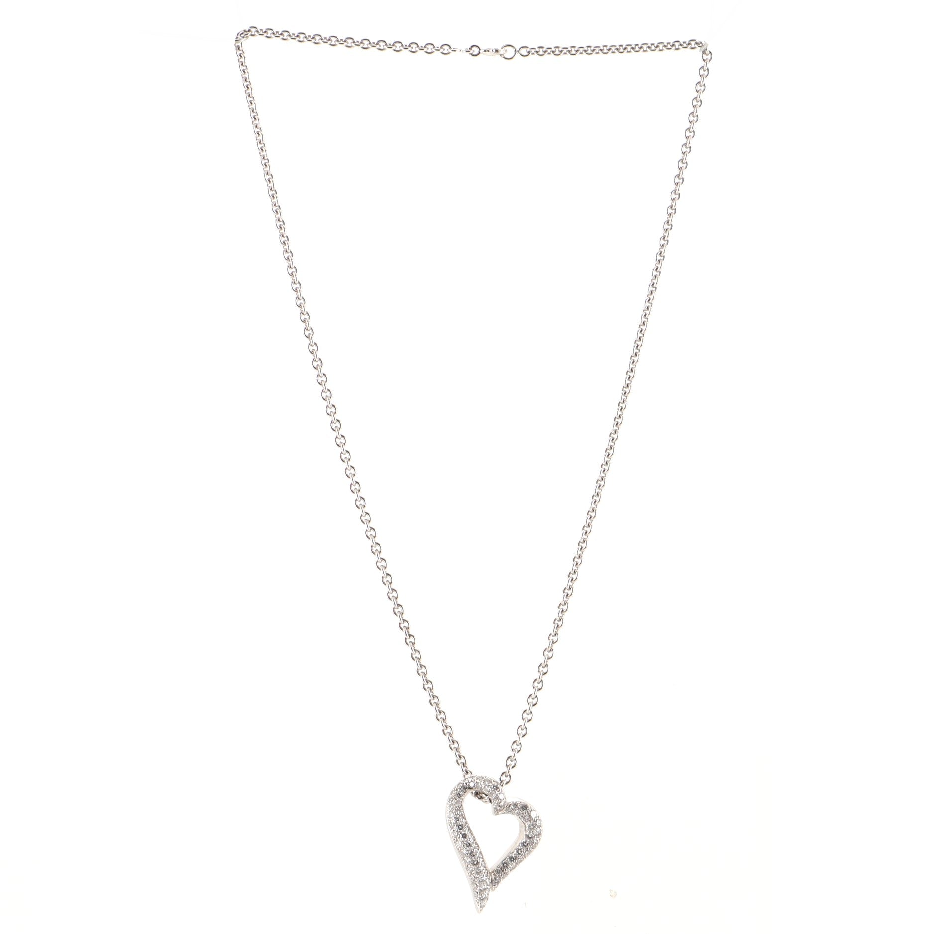Heart Pendant Necklace 18K White Gold with Diamonds