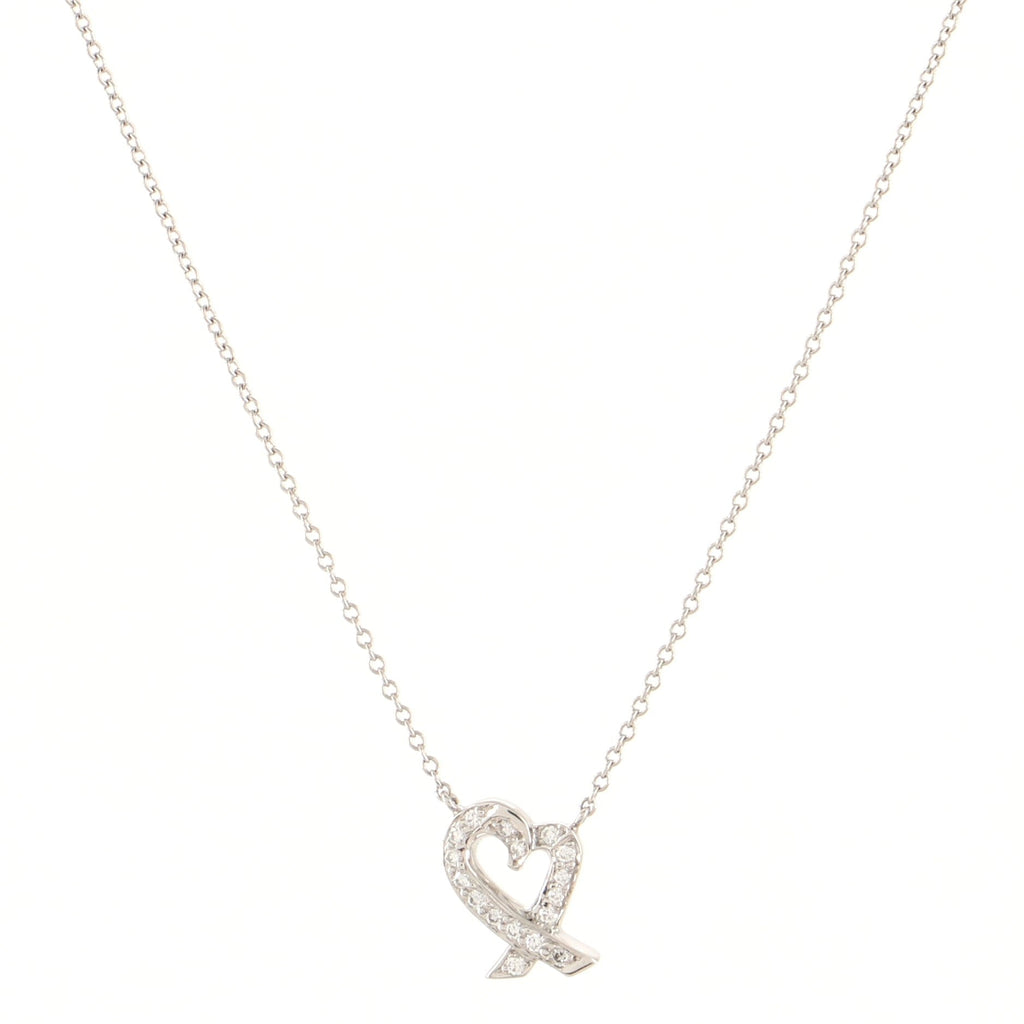 Paloma Picasso Loving Heart Pendant Necklace Platinum with Diamonds