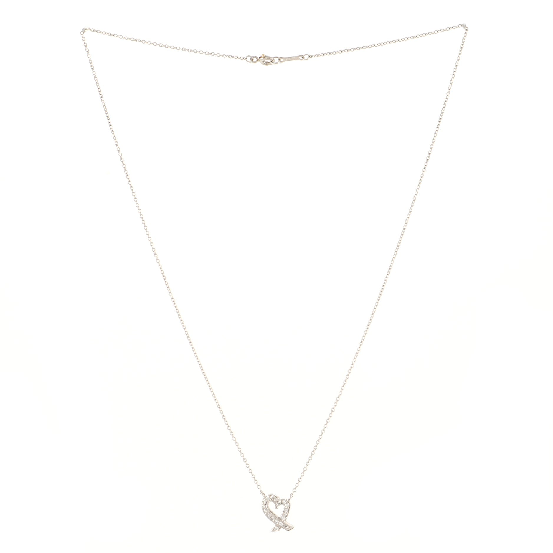 Paloma Picasso Loving Heart Pendant Necklace Platinum with Diamonds