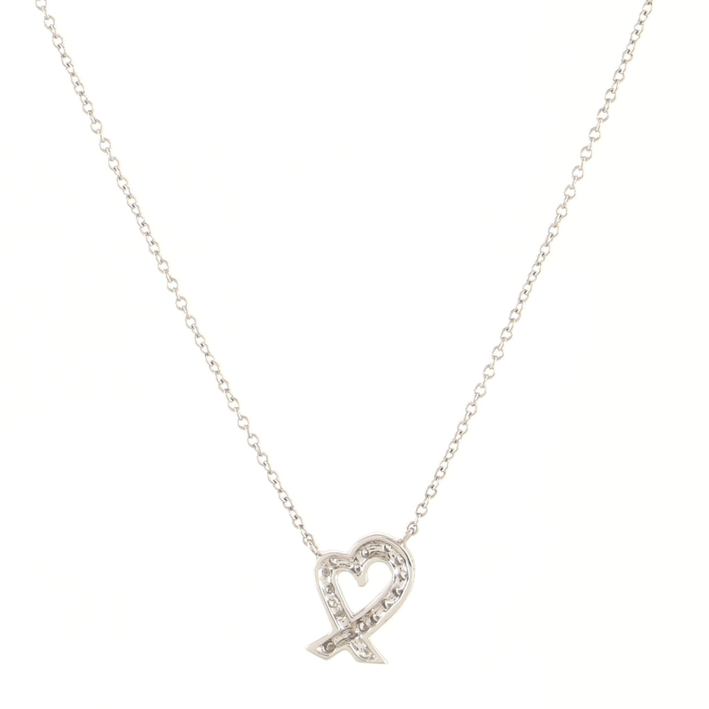Paloma Picasso Loving Heart Pendant Necklace Platinum with Diamonds