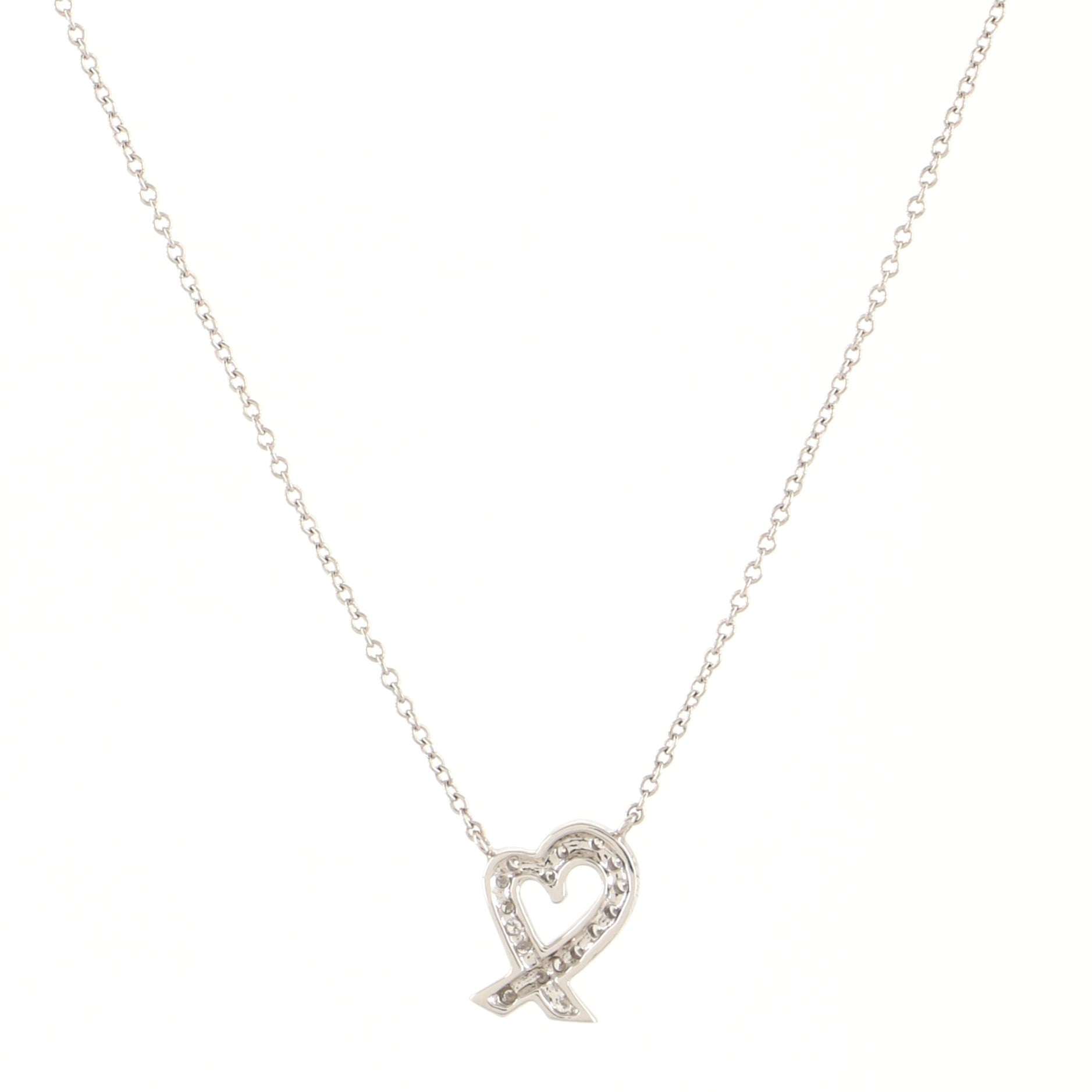 Paloma Picasso Loving Heart Pendant Necklace Platinum with Diamonds