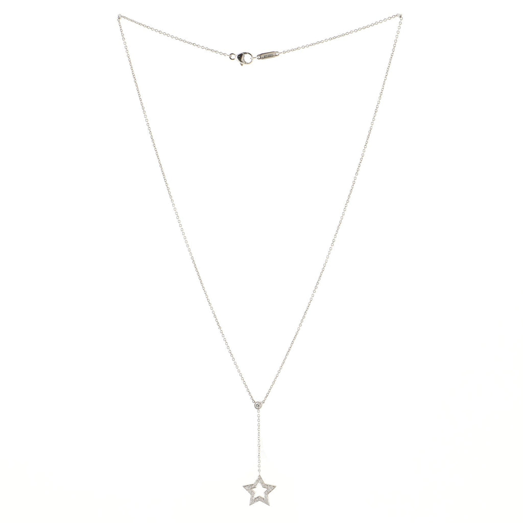Star Drop Pendant Necklace Platinum and Diamonds