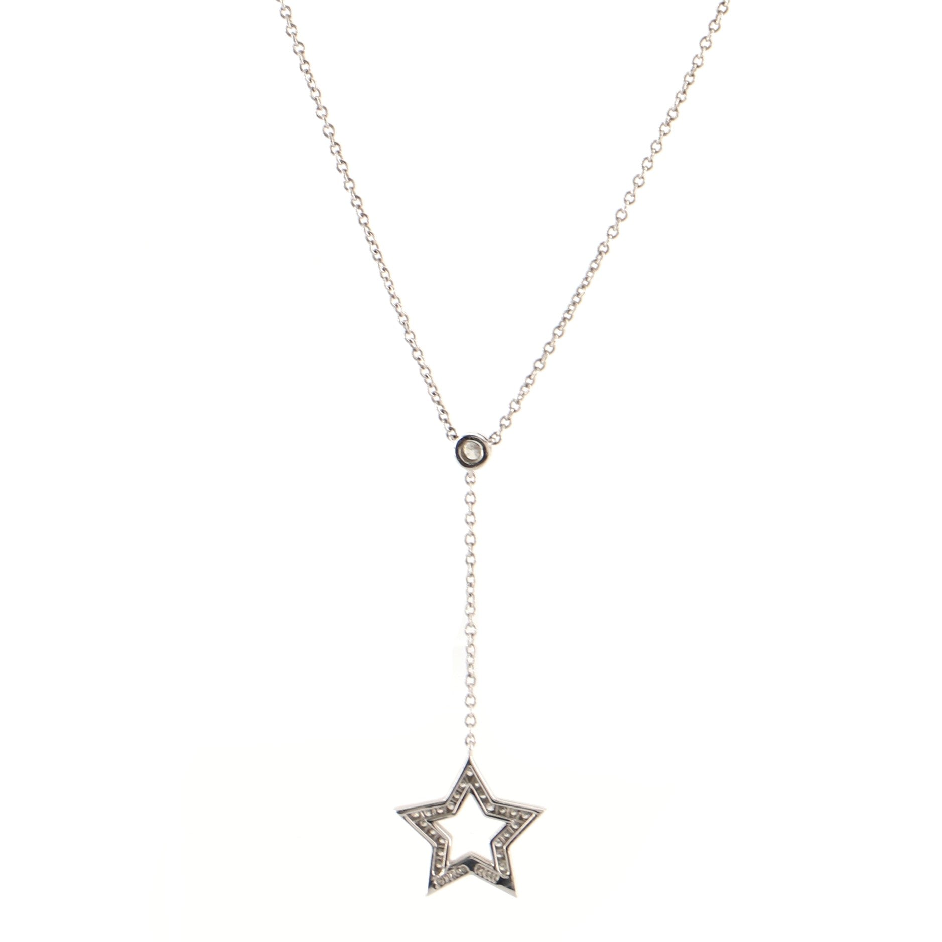 Star Drop Pendant Necklace Platinum and Diamonds
