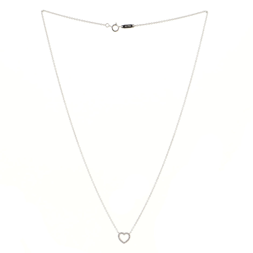 Metro Heart Pendant Necklace 18K White Gold and Diamonds Mini
