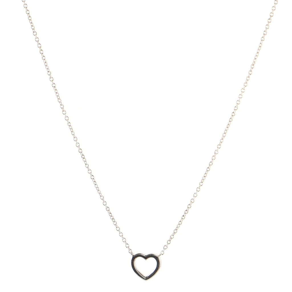 Metro Heart Pendant Necklace 18K White Gold and Diamonds Mini