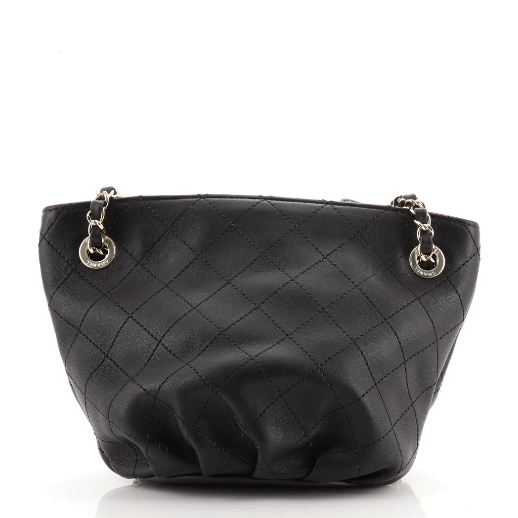 CC Shell Charm Bucket Tote Stitched Leather Mini