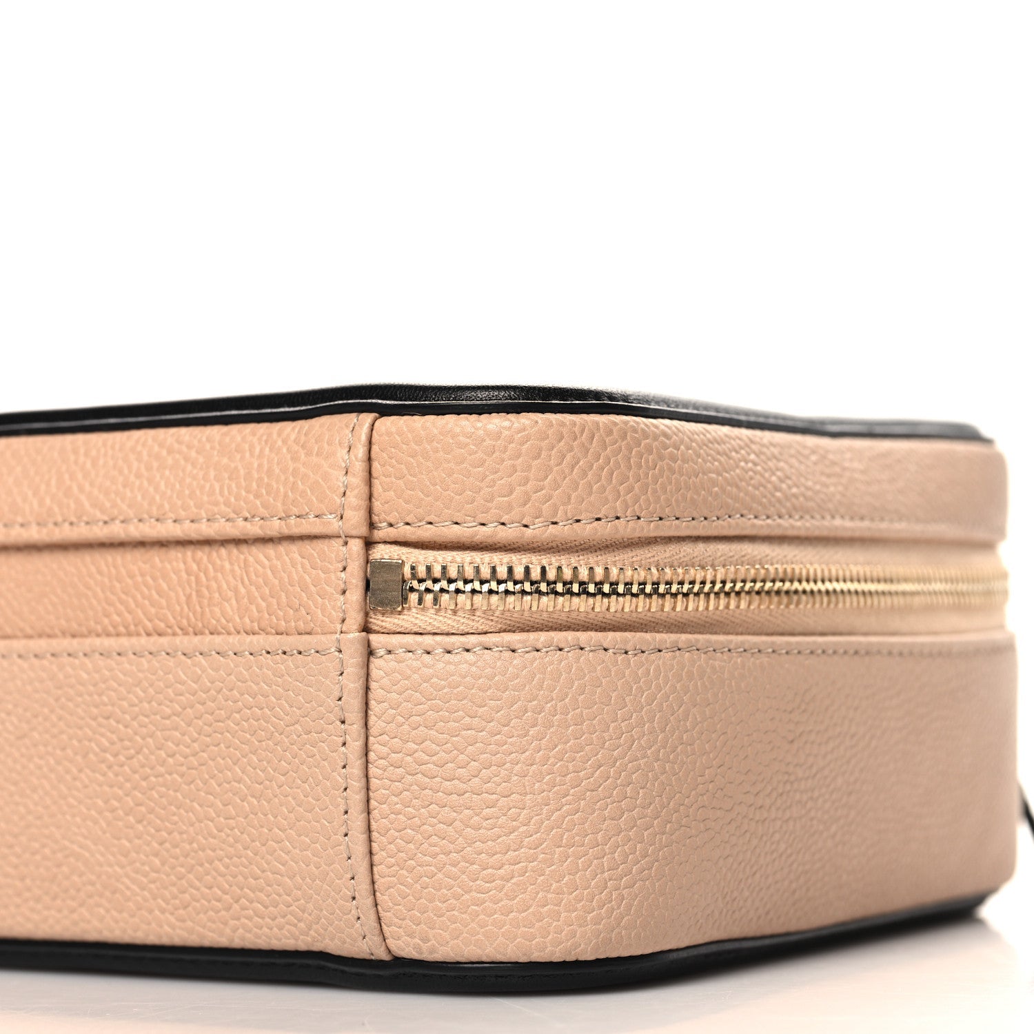 Caviar Quilted Medium CC Filigree Vanity Case Beige Black