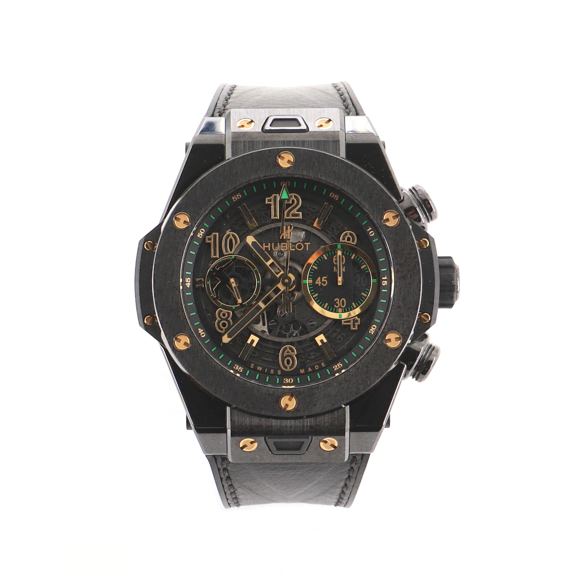 Big Bang Unico Usain Bolt Chronograph Automatic Watch Ceramic with Yellow Gold and Rubber 48