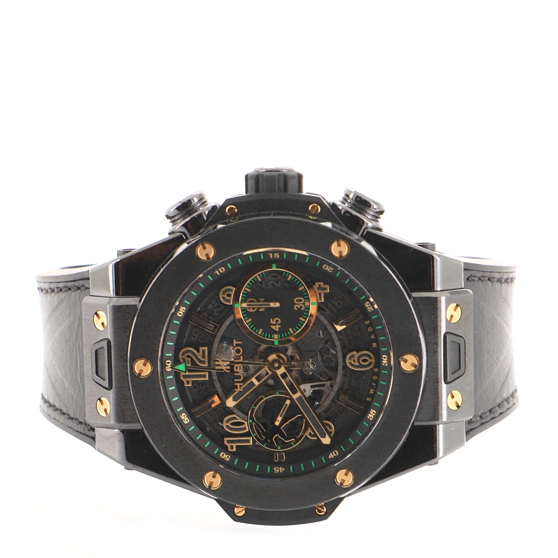 Big Bang Unico Usain Bolt Chronograph Automatic Watch Ceramic with Yellow Gold and Rubber 48