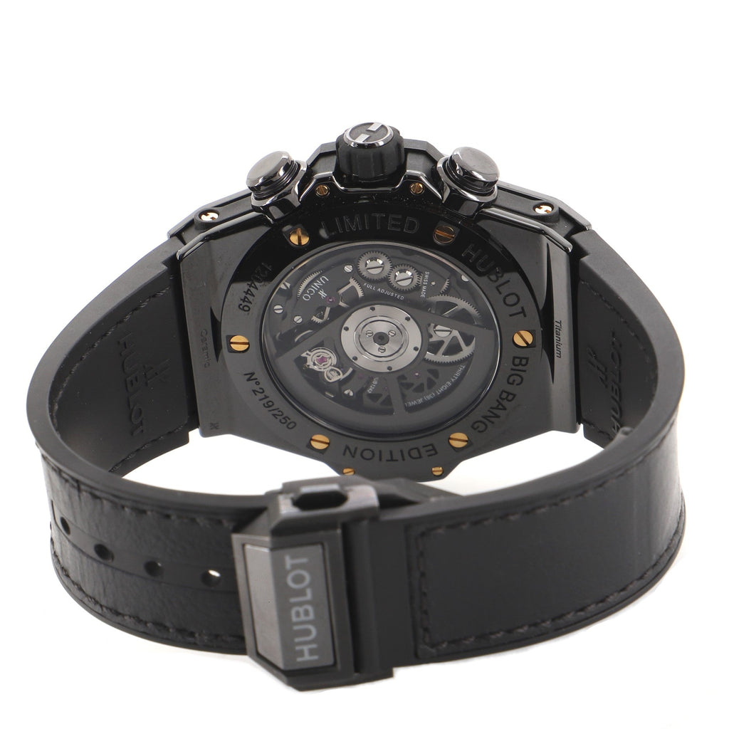 Big Bang Unico Usain Bolt Chronograph Automatic Watch Ceramic with Yellow Gold and Rubber 48