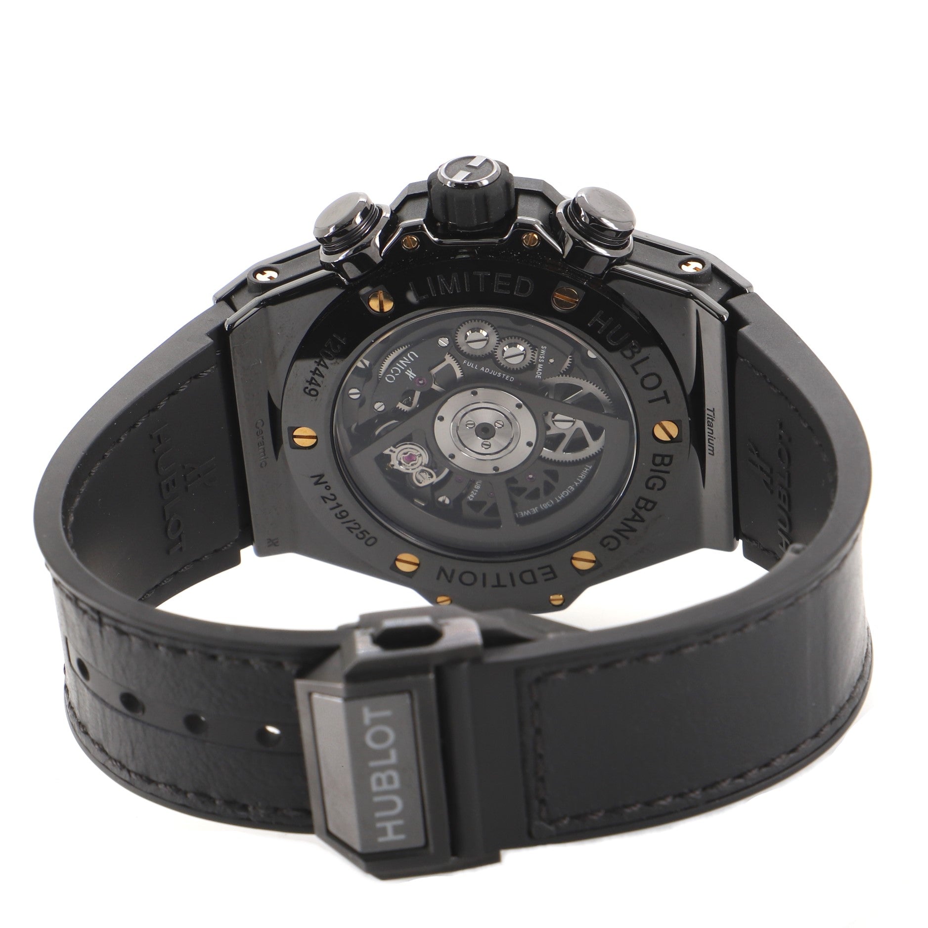 Big Bang Unico Usain Bolt Chronograph Automatic Watch Ceramic with Yellow Gold and Rubber 48