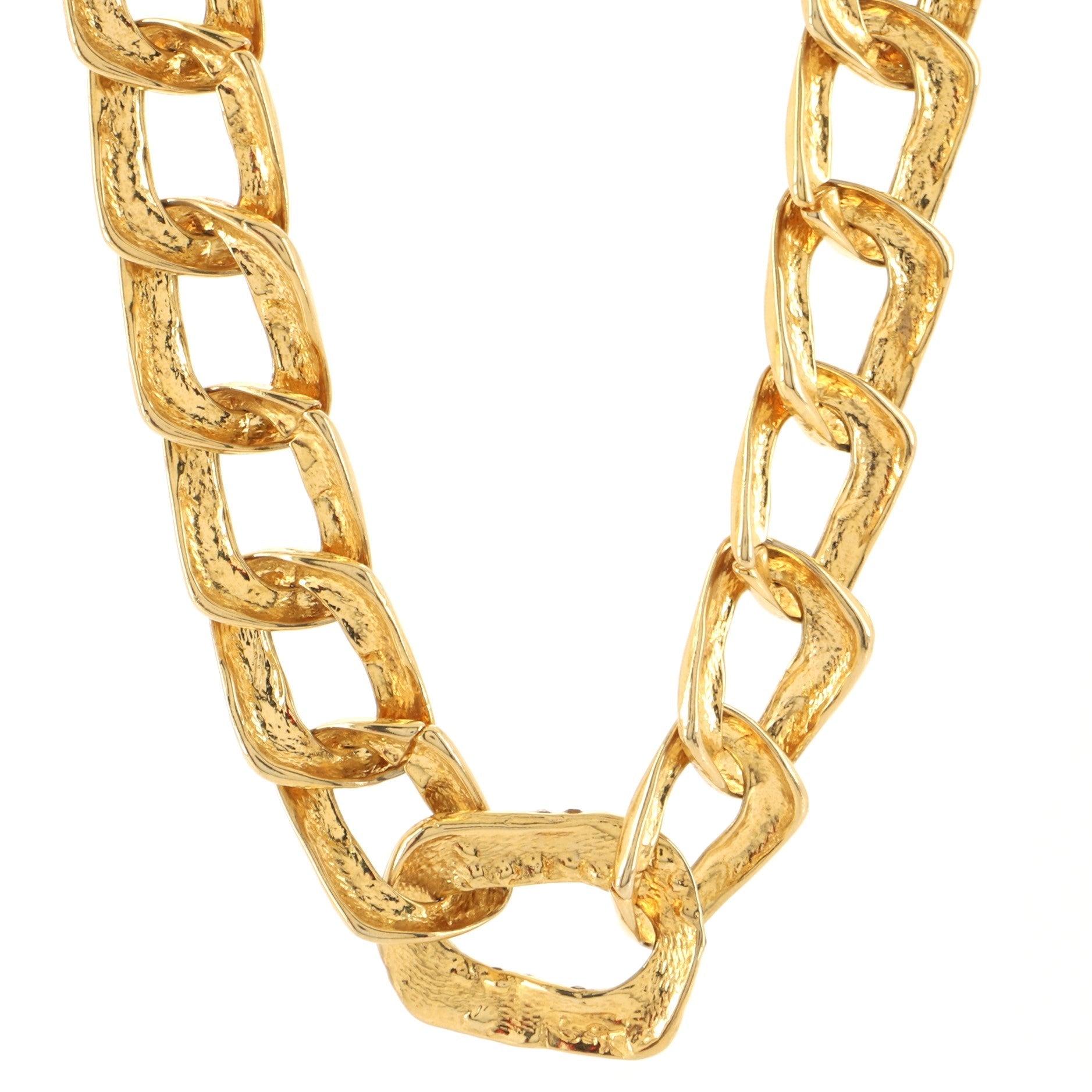 Oversized Chain Link Short Necklace Metal with Crystals