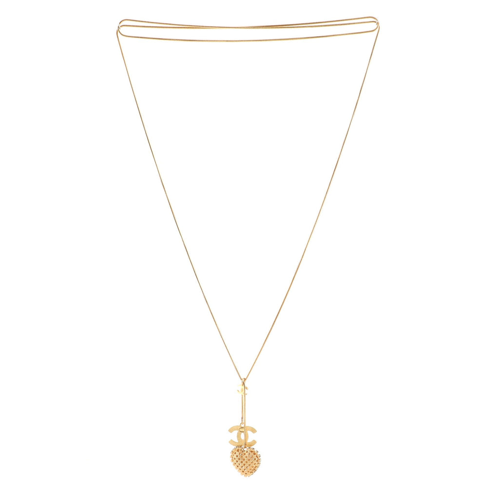 CC Heart Lariat Necklace Metal with Crystals