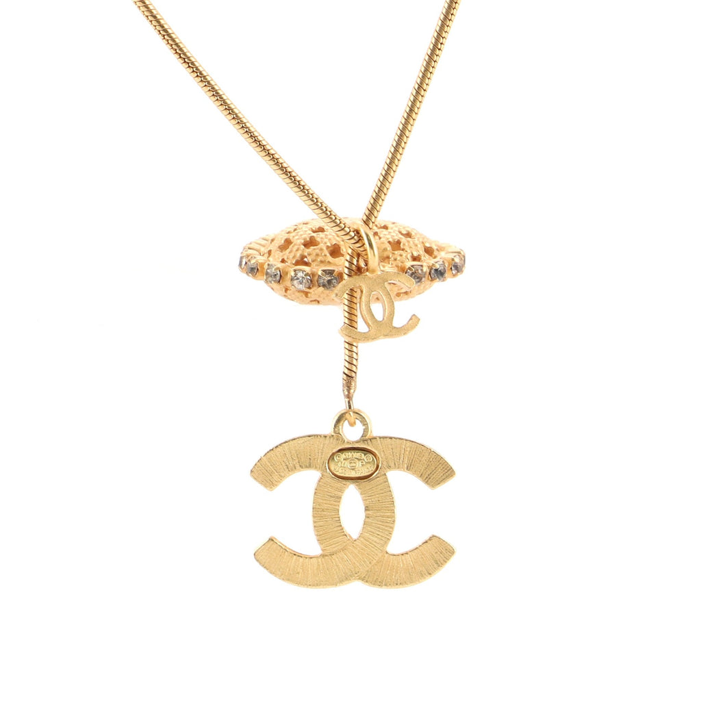 CC Heart Lariat Necklace Metal with Crystals