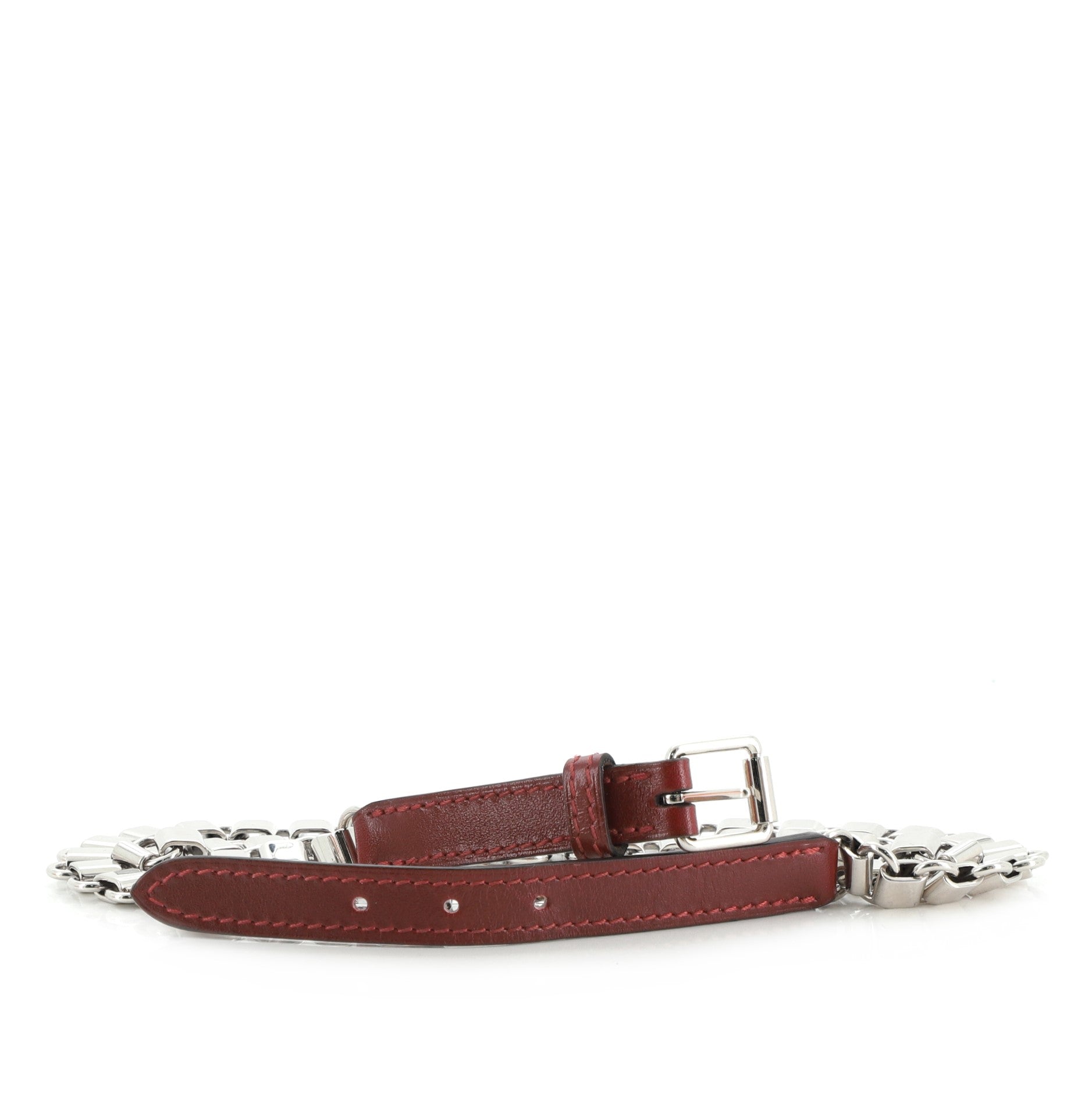 Chain Link Belt Metal with Leather 80