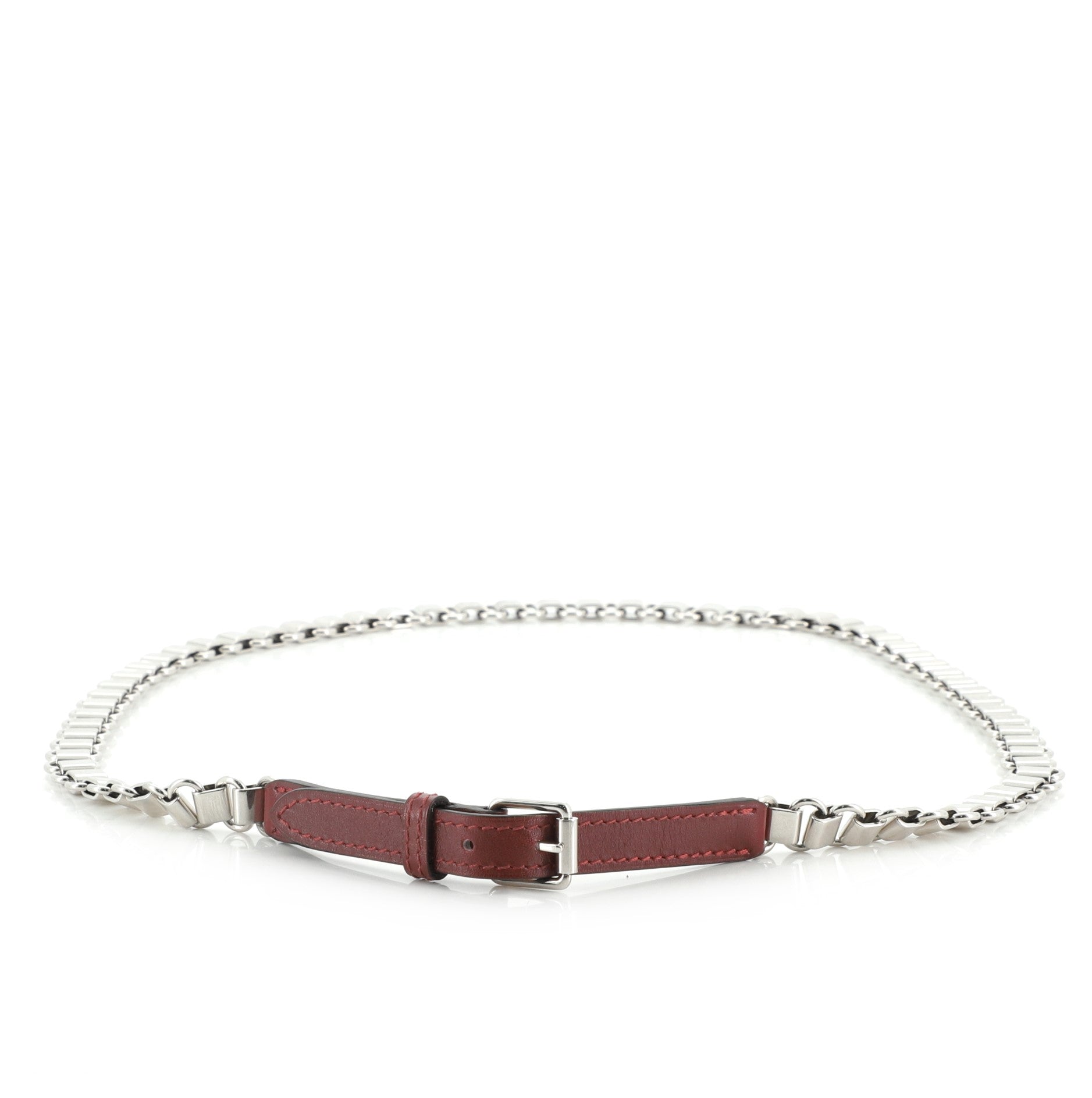 Chain Link Belt Metal with Leather 80