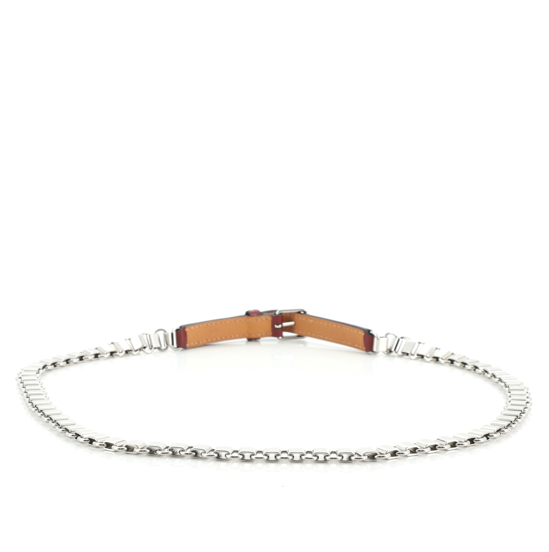 Chain Link Belt Metal with Leather 80