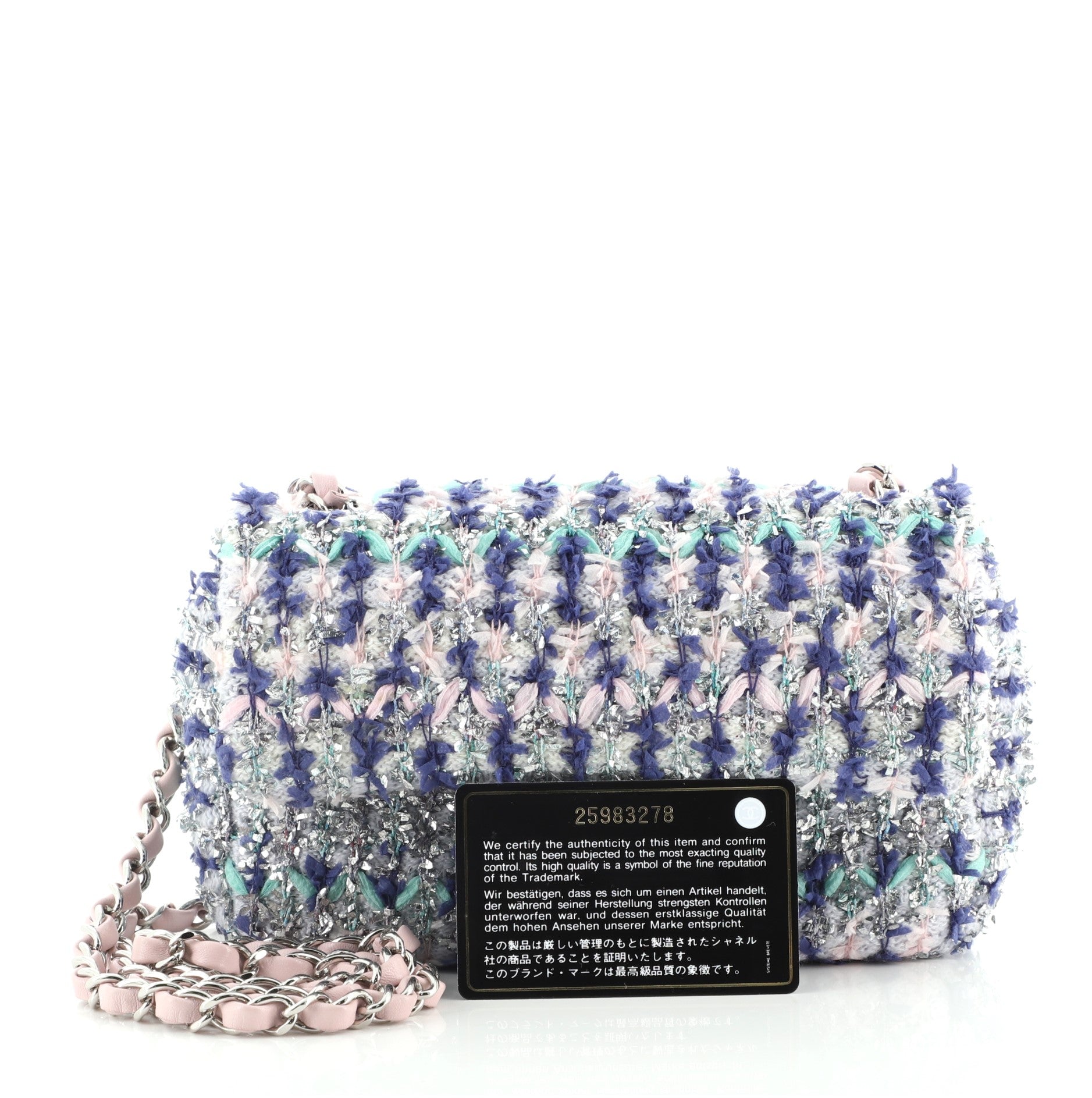 Classic Single Flap Bag Quilted Tweed and Ribbon Mini