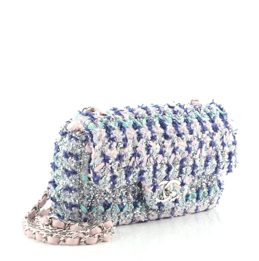 Classic Single Flap Bag Quilted Tweed and Ribbon Mini
