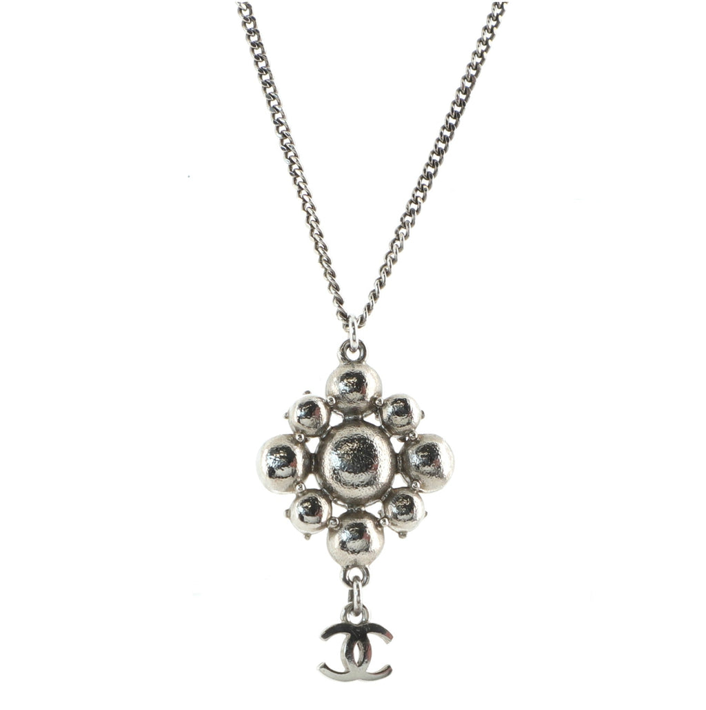 CC Cluster Pendant Necklace Crystal Embellished Metal