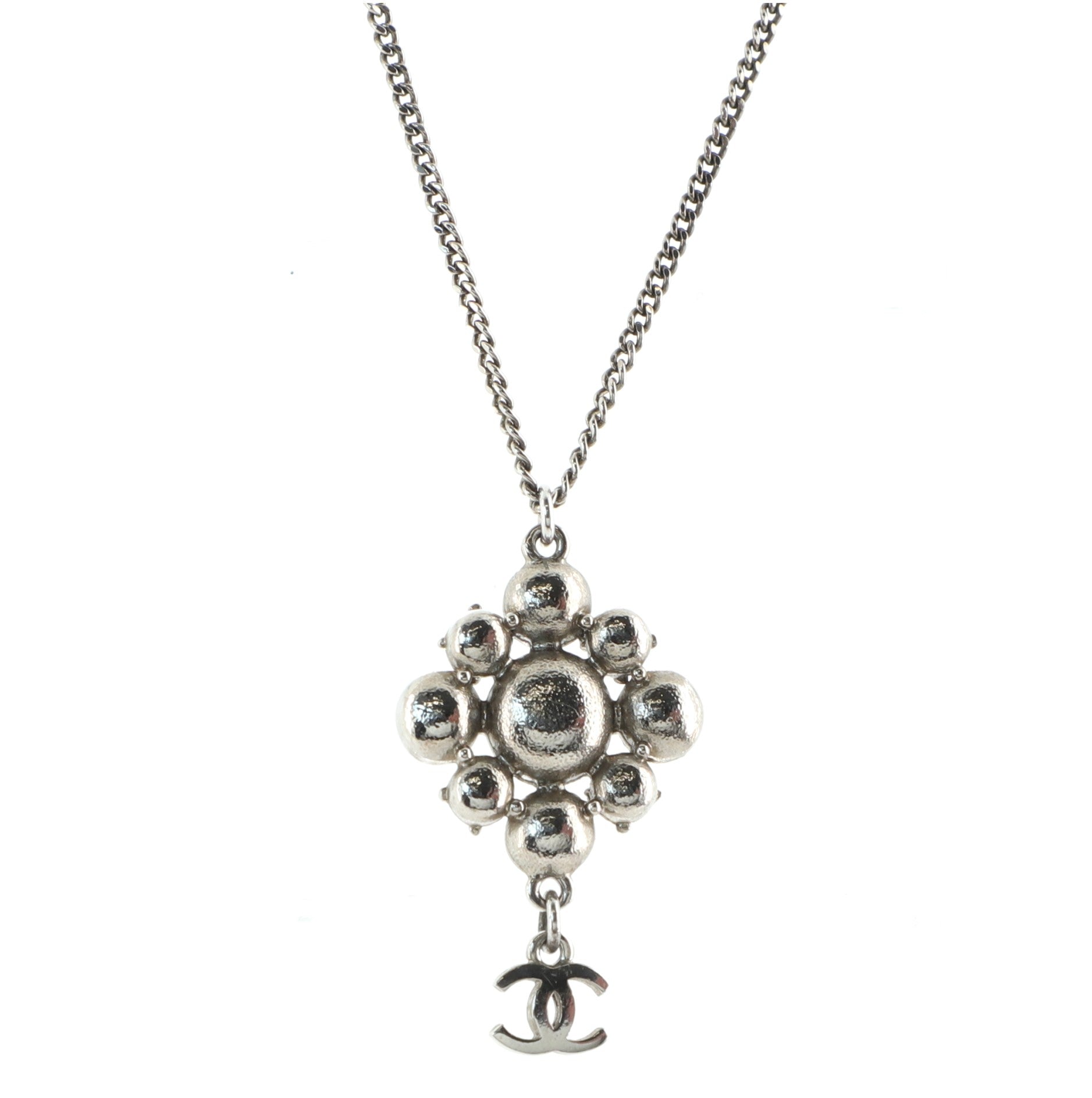 CC Cluster Pendant Necklace Crystal Embellished Metal