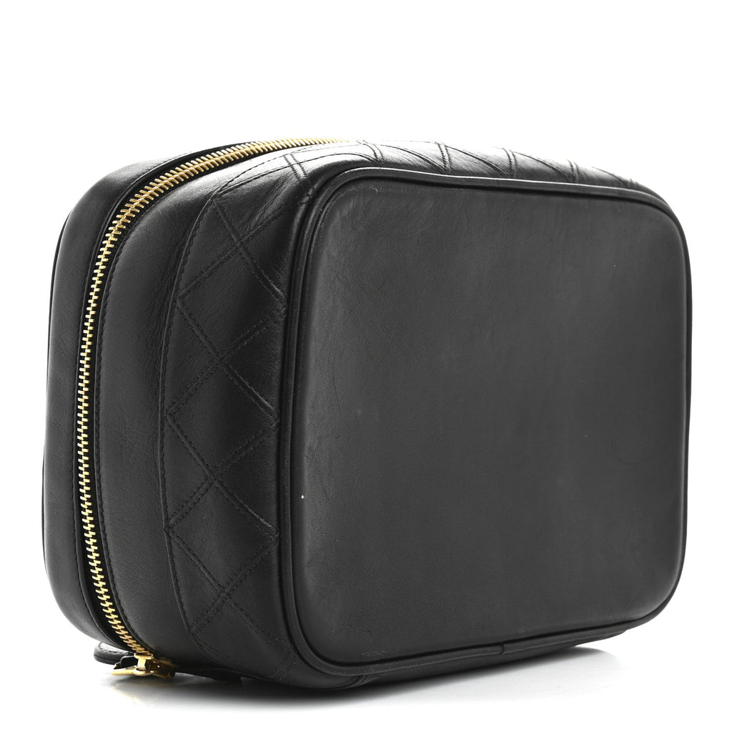 Lambskin Vanity Cosmetic Case Black