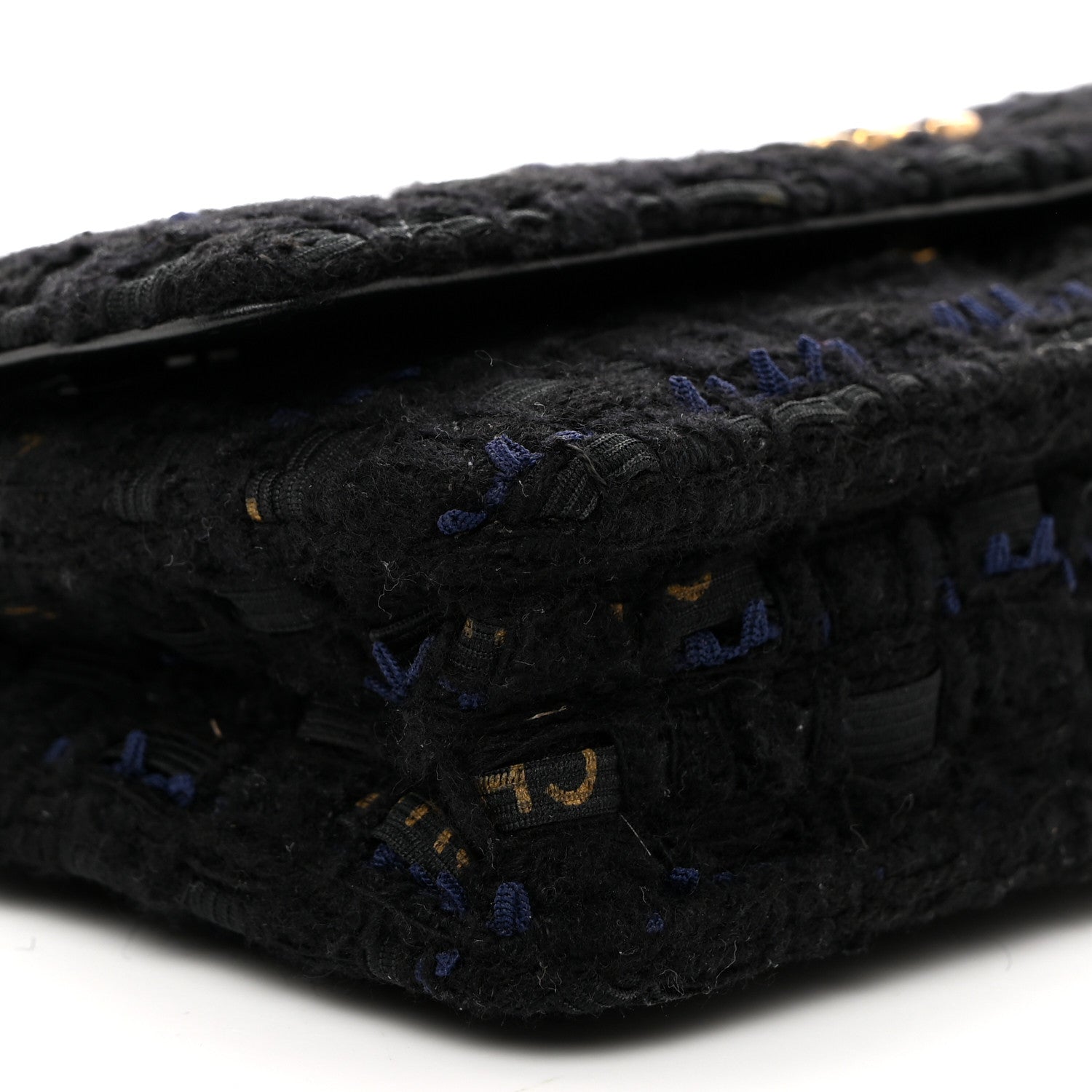 Tweed Quilted Chanel 19 Wallet On Chain WOC Black Navy Gold