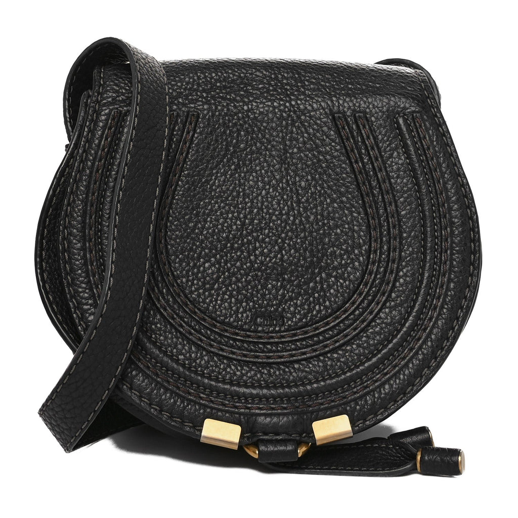 Calfskin Mini Marcie Round Crossbody Bag Black