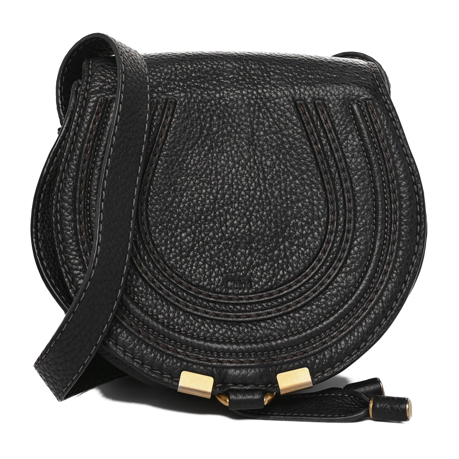 Calfskin Mini Marcie Round Crossbody Bag Black